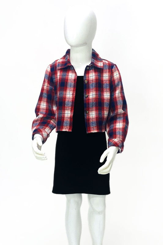 Girls Ribbed Tank Dress with Flannel Button Up