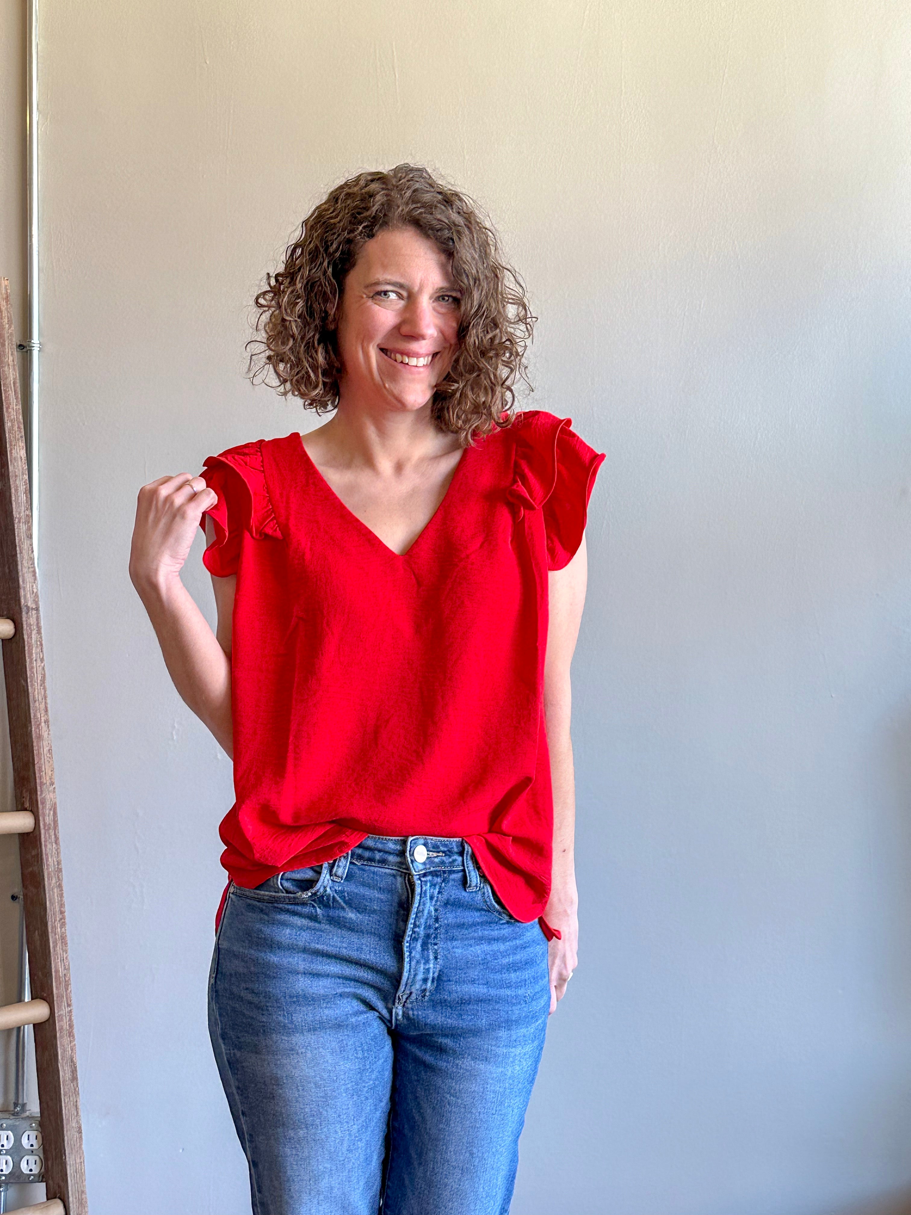 Red Ruffle shirt – Weathered Grace Boutique
