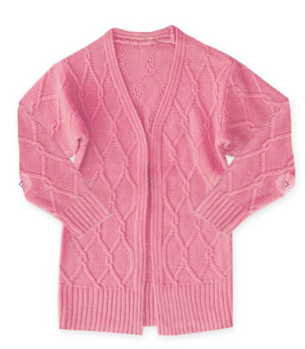 Girl's Cross Cable knit  Long Cardigan Sweater