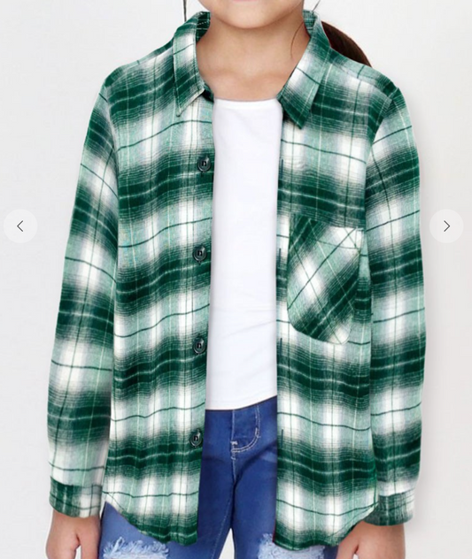 White/Green Toddler flannel