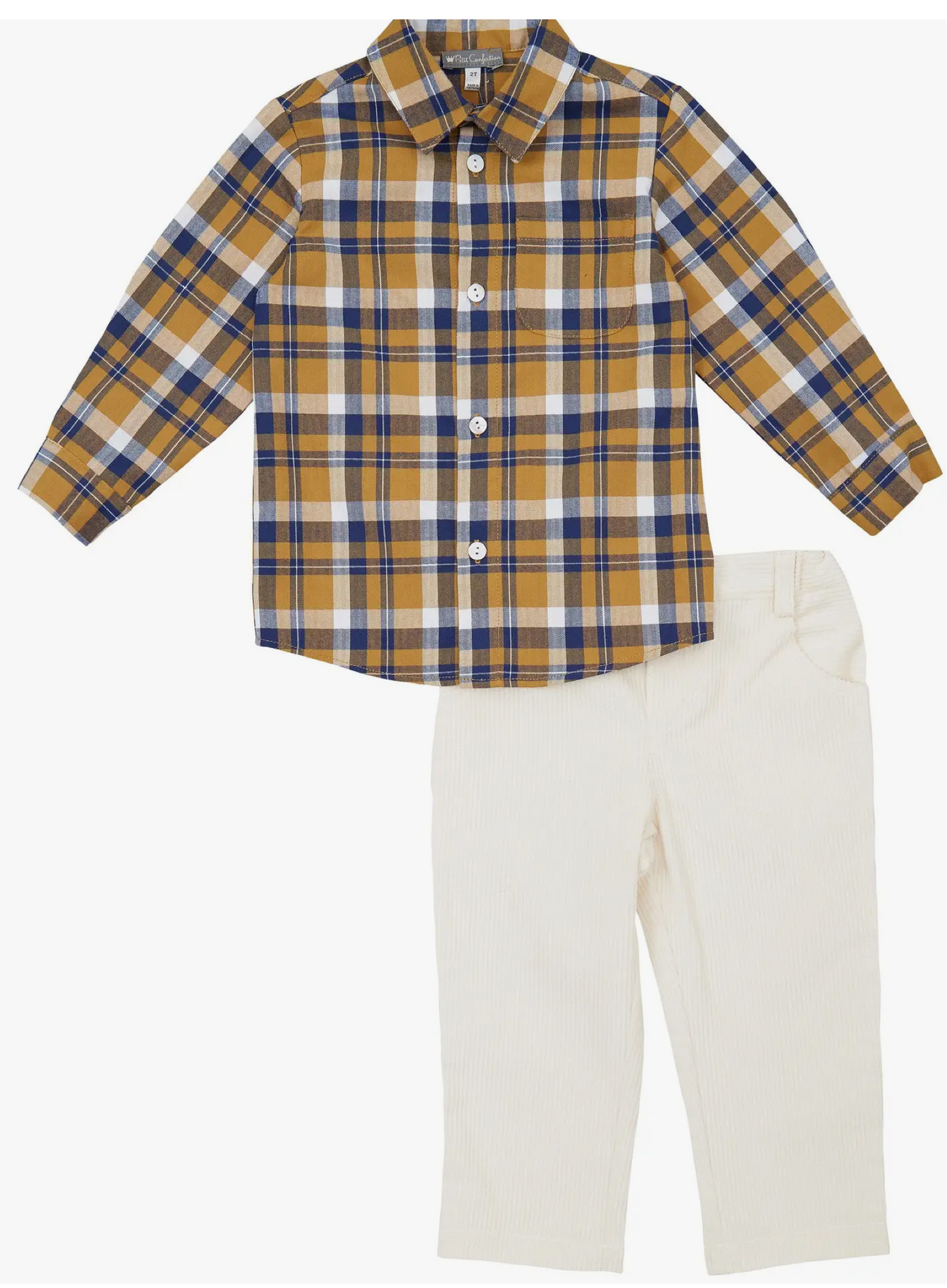 Plaid Shirt + Corduroy Pants Set