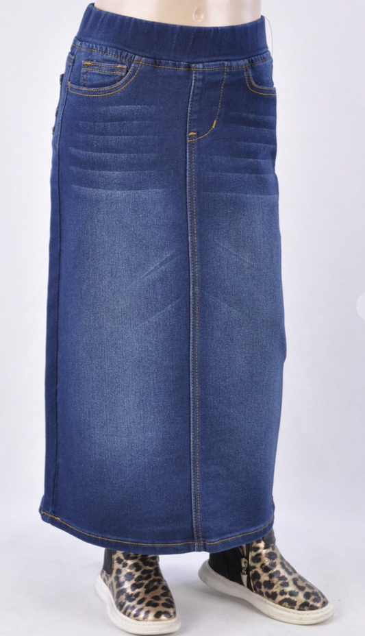 Girls long denim skirt