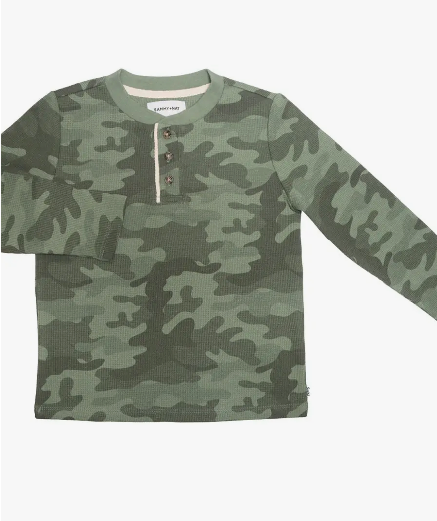 Tommy L/S Waffle Henley in Camo