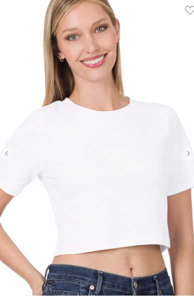 Cotton Short Sleeve Round neck cropped top