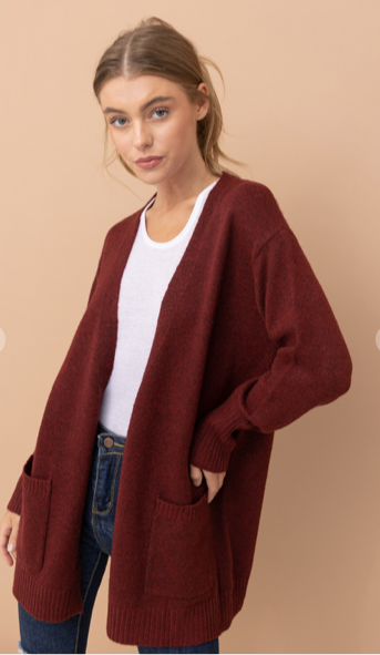 Open Front Mossy Cardigan Sweater