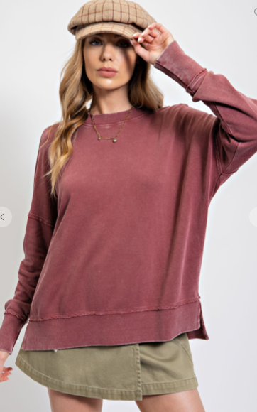 Washed Terry Pullover, Plus