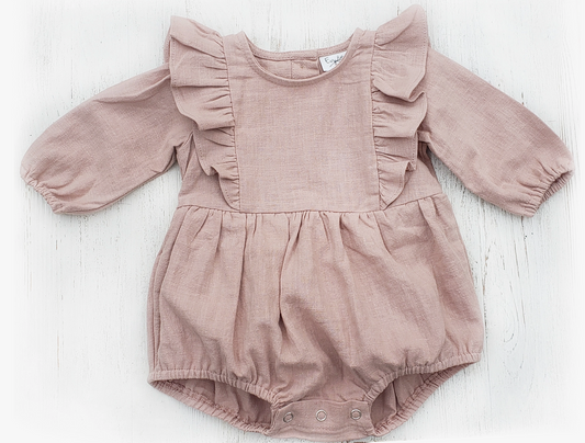 Gabriella Ruffled Sleeve Linen Romper