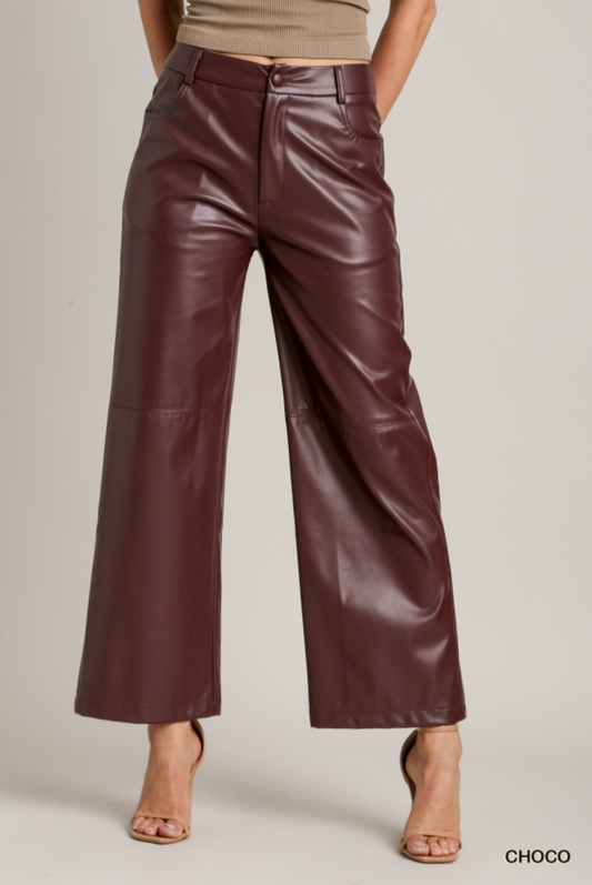 Faux Leather Straight Leg Pants