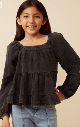 Girls Smocked Peplum Top