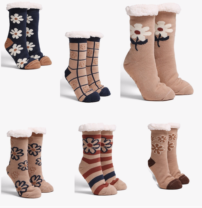 Luxury Soft Floral Slipper Socks, assorted