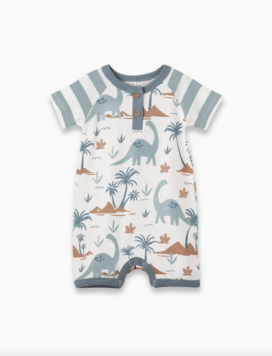 Baby Boy's Dino Isle Bamboo Shortie Romper