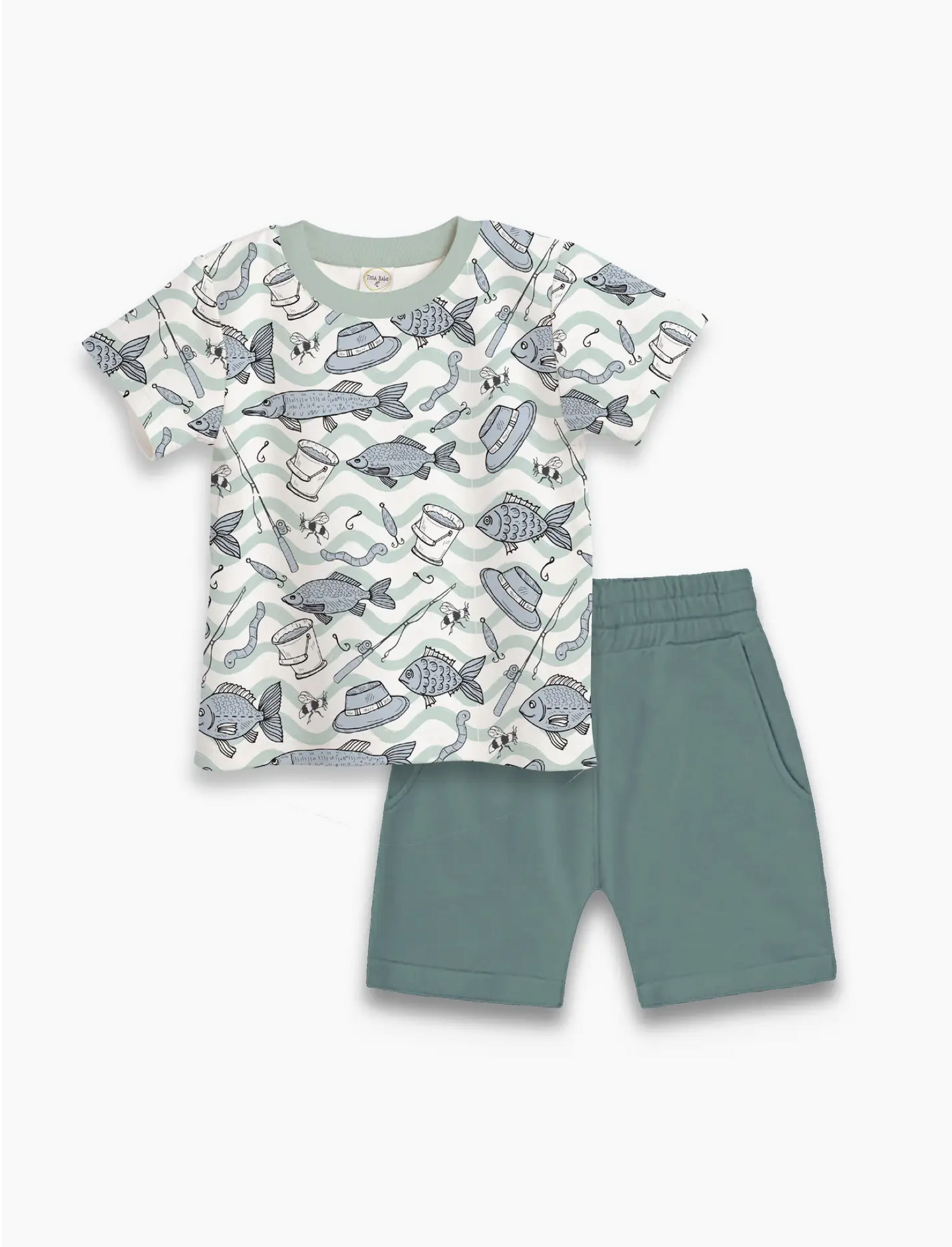 Baby Boy Gone Fishing Bamboo Set