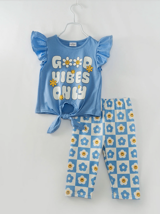 Blue Good Vibes Girls set