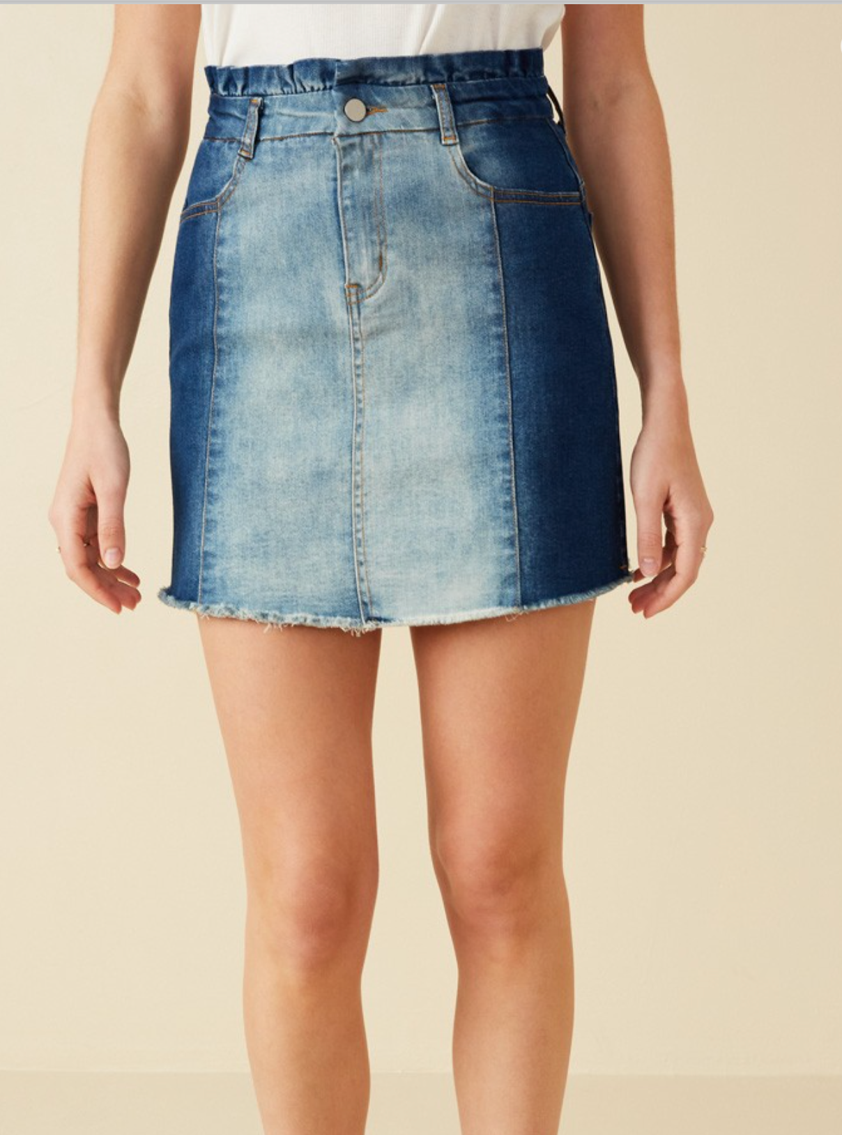 Paper Bag Short Denim Skirt