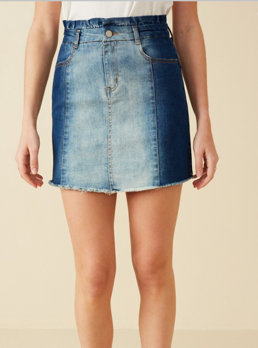 Paper Bag Short Denim Skirt