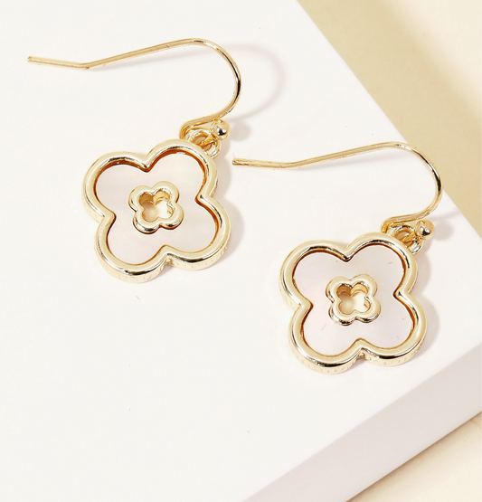 Clover Dangle Charm Hook Earrings