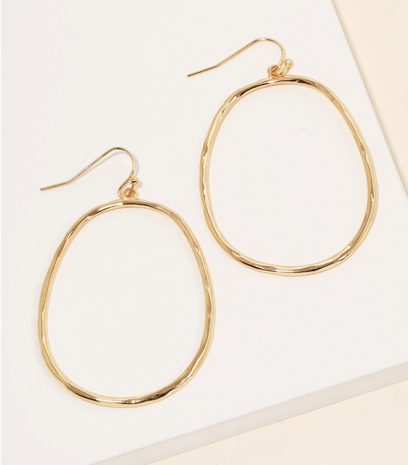 Round Thin Cutout Drop Earrings, Gold