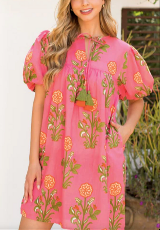 Dahlia Floral Pink Dress