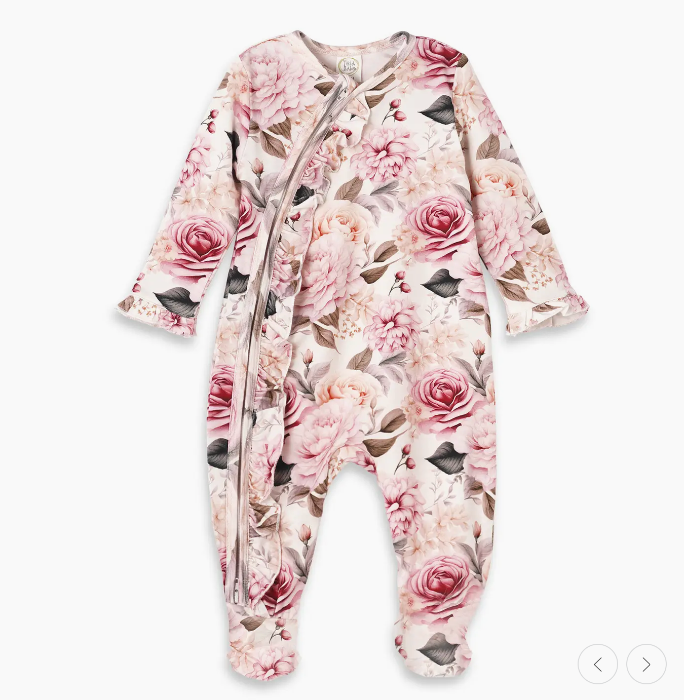 Baby Girls' Bamboo Floral Zipper Romper – Soft & Stylish