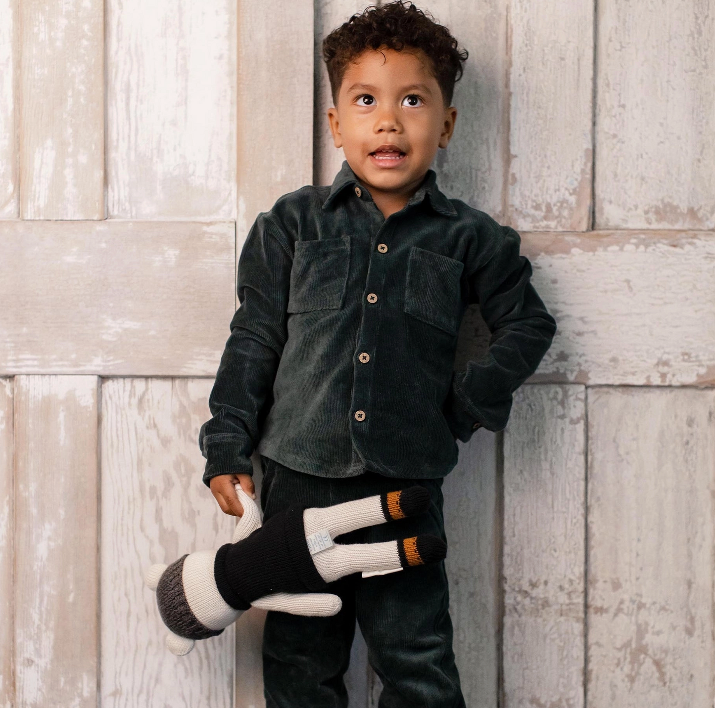 Knit Corduroy Boy Shirt & Pants Set