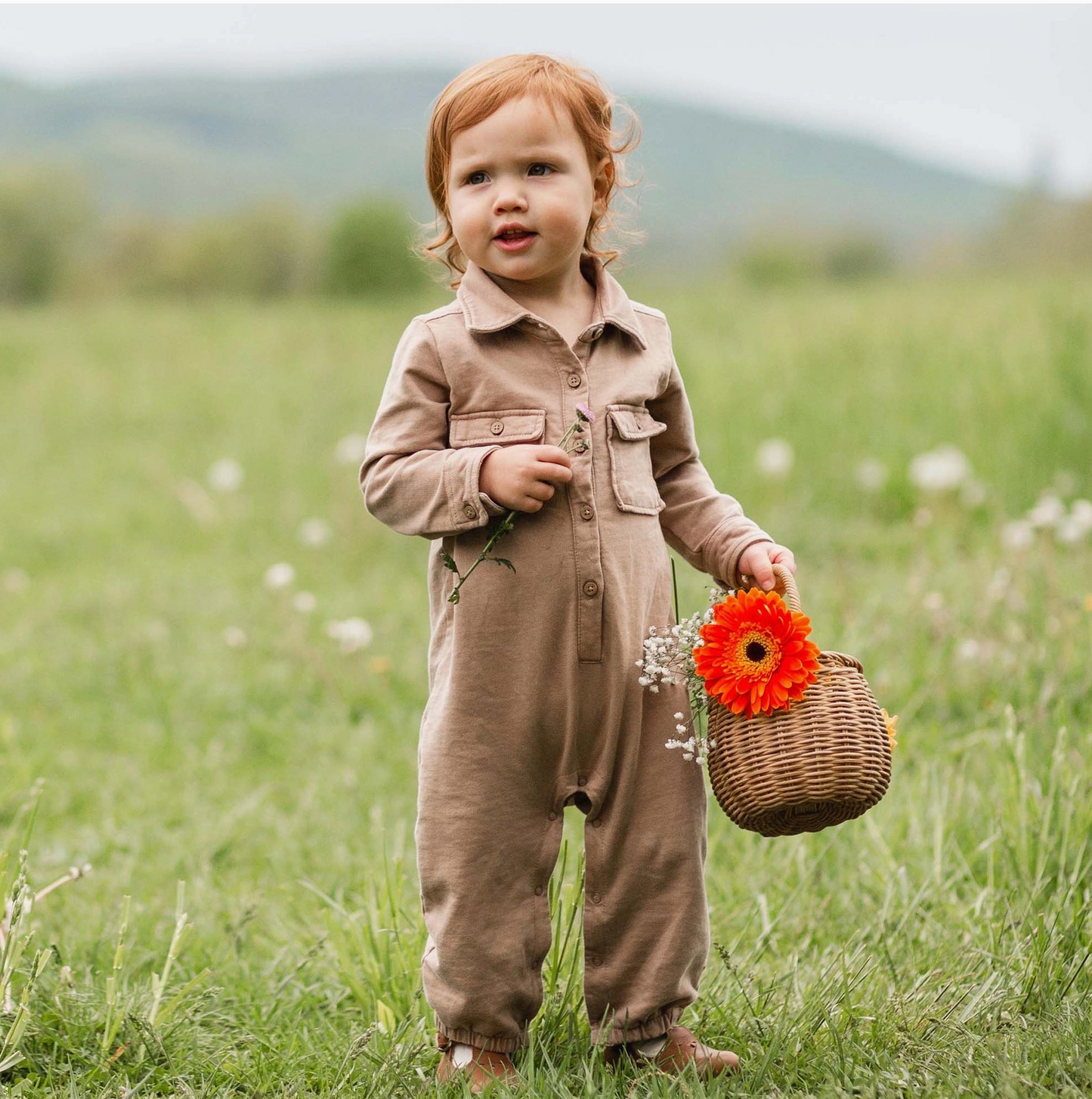 Acid Wash Infant Jumpsuit, Ginger Loaf