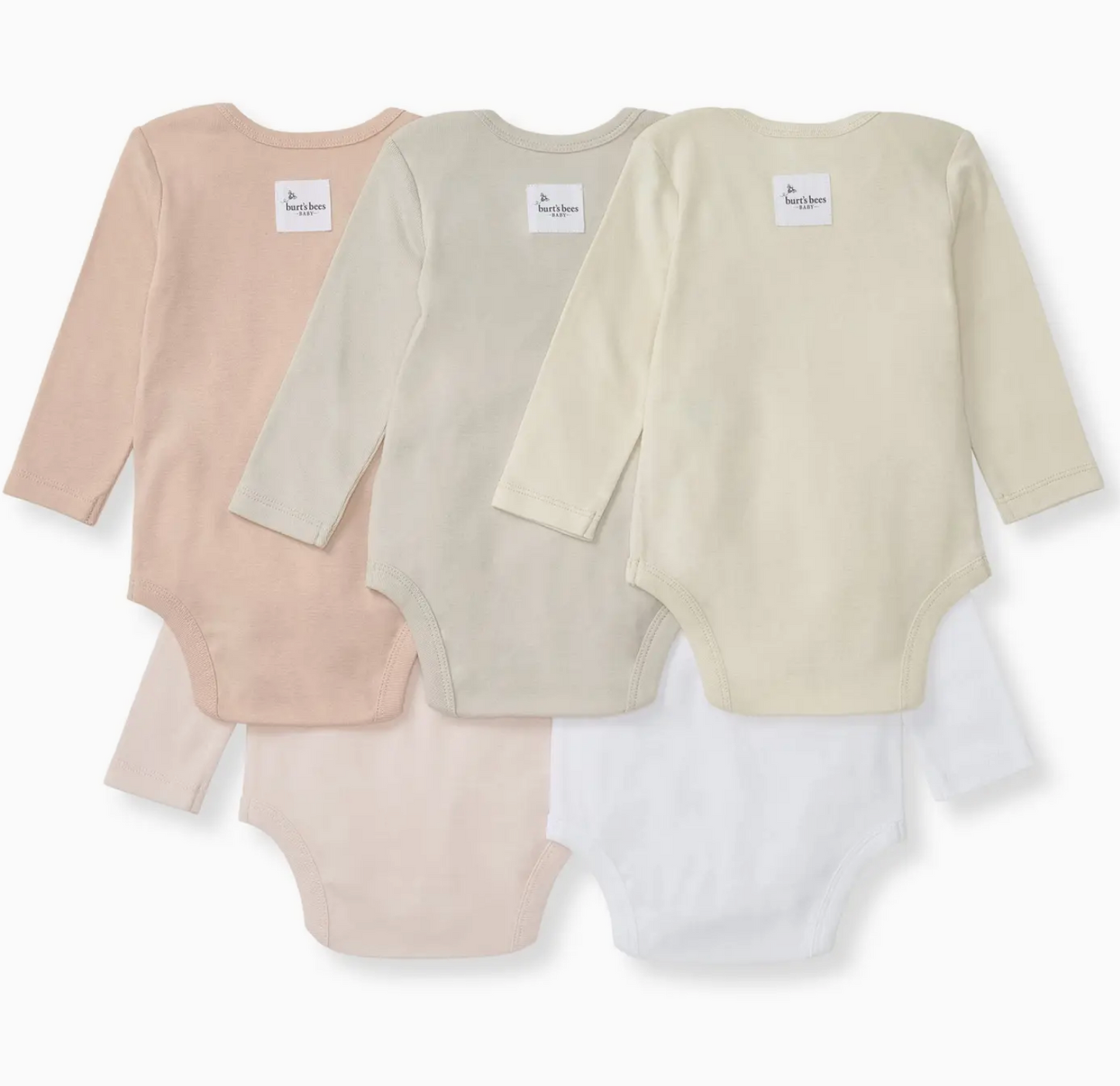 Solid Organic Cotton Long Sleeve Baby Bodysuits 5 Pack - Pink Sand