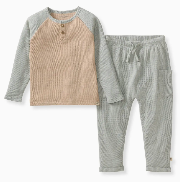 Organic Blue Thermal Boy Tee & Pants Set