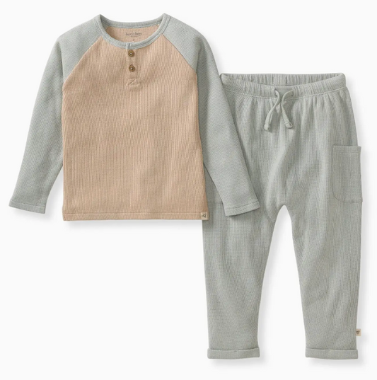 Organic Blue Thermal Boy Tee & Pants Set