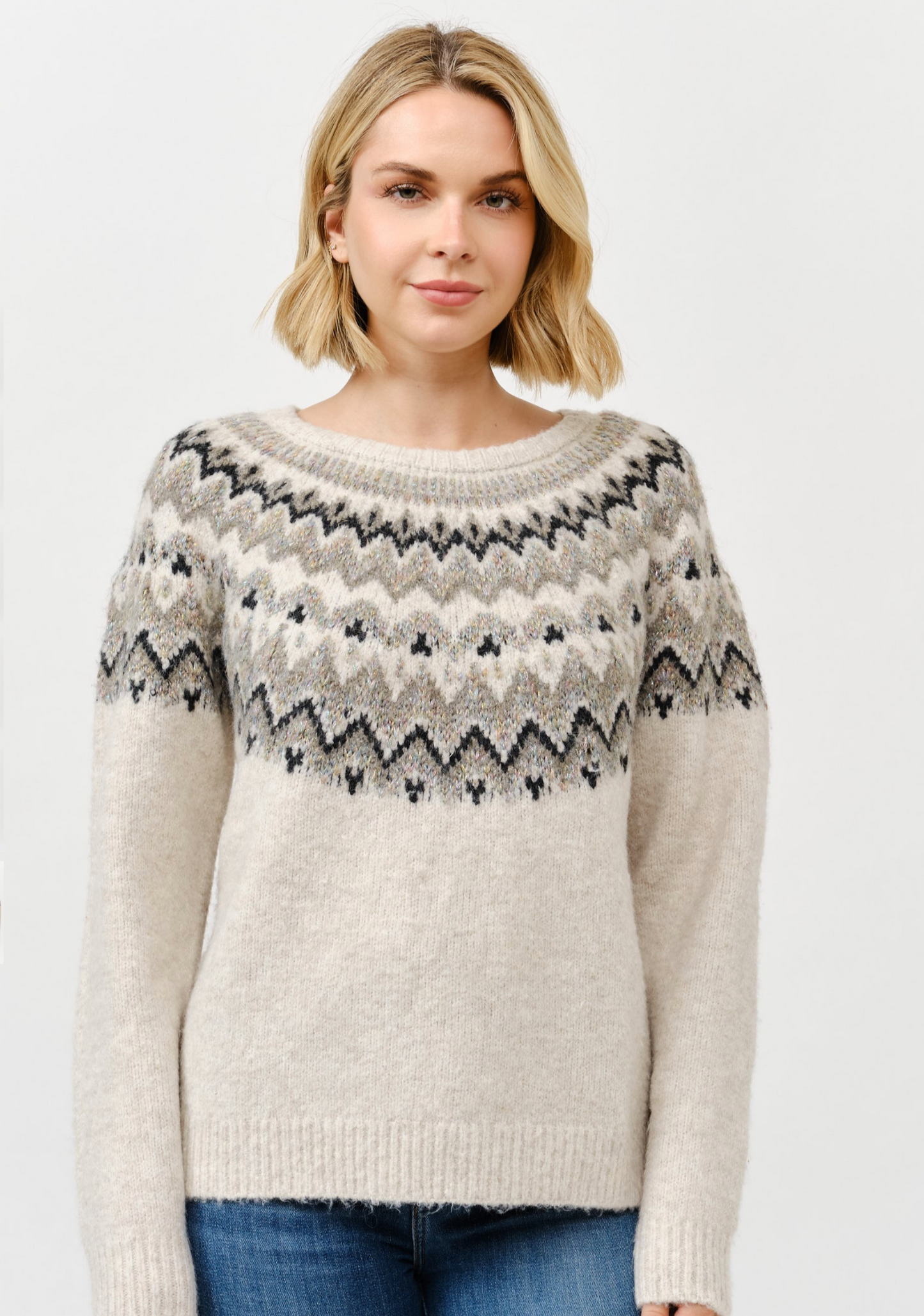 Round Neck Embellished Knit Sweater