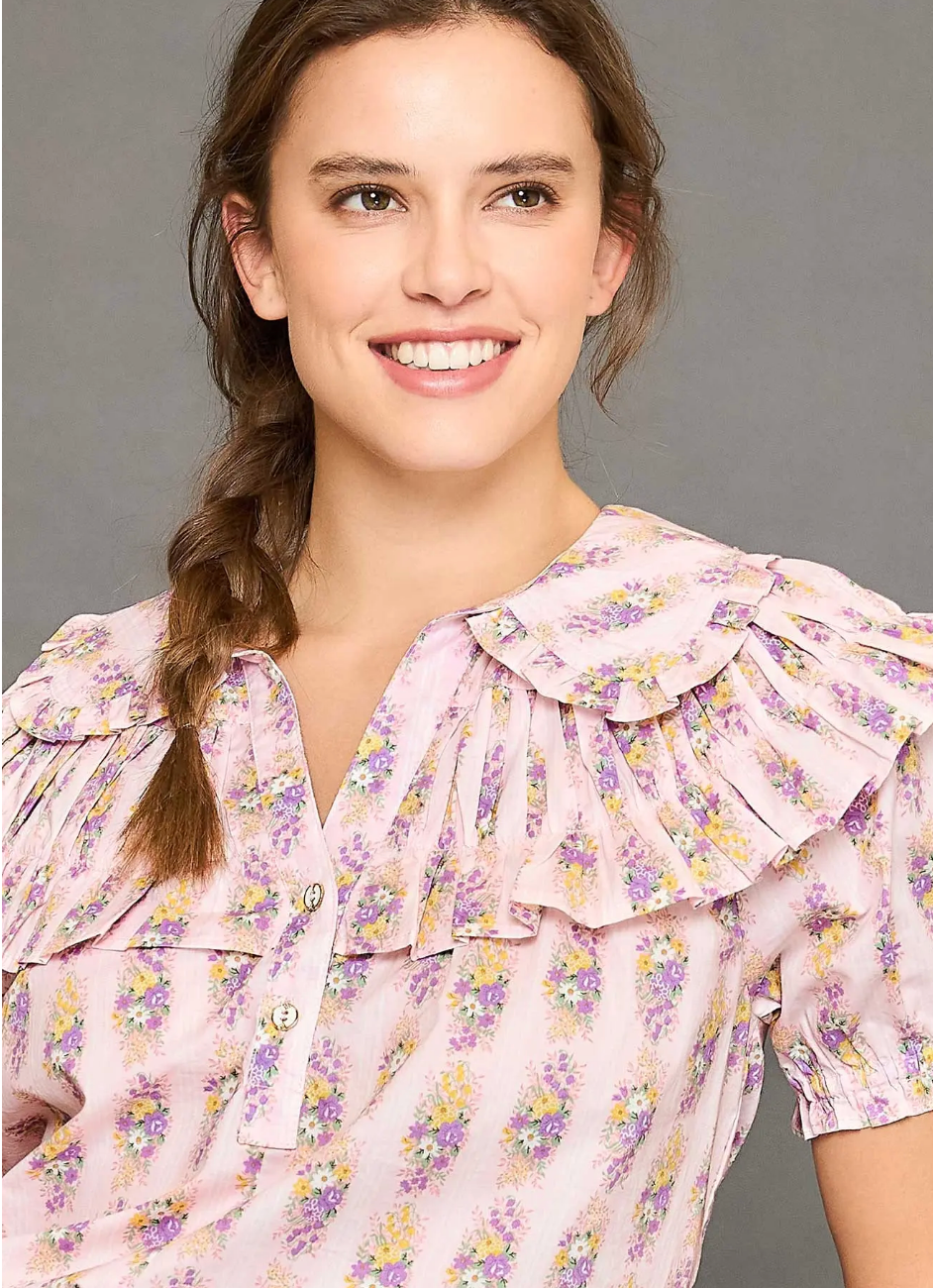 Eva Collared Ruffle Blouse