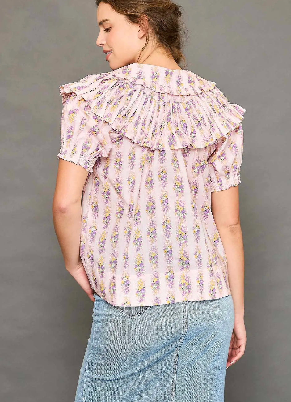Eva Collared Ruffle Blouse