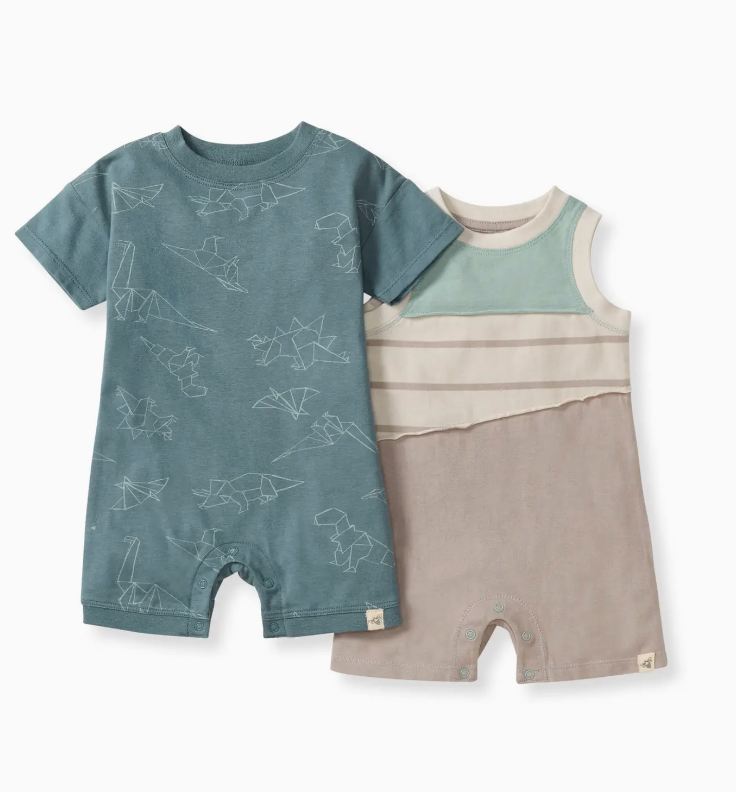 Origami Dinos Baby Boy 2 Pack Romper Set