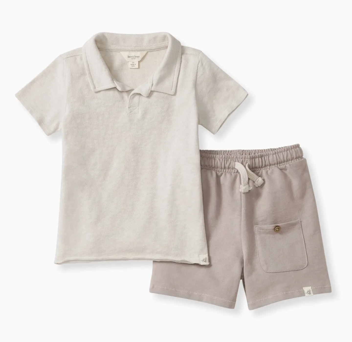 Chunky Slub Polo Shirt & Shorts Set