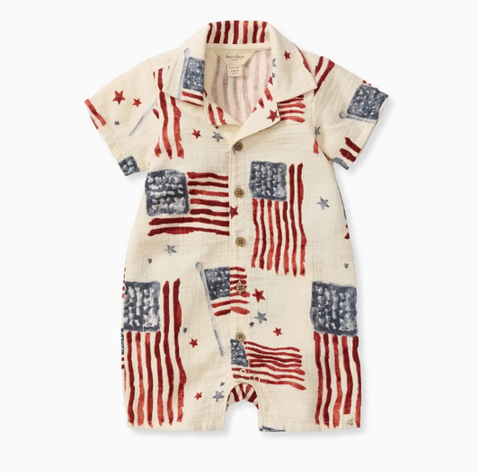 American Flag Baby Boy Romper