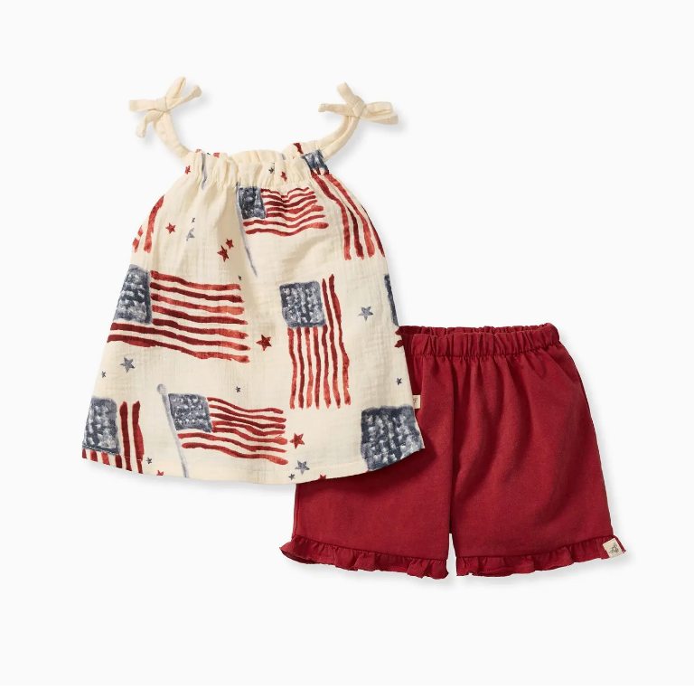 American Flag Girl Tank & Shorts Set