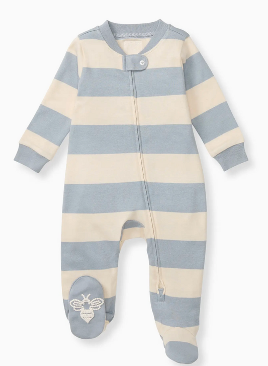 Rugby Stripe Organic Cotton Sleep & Play - Quarry