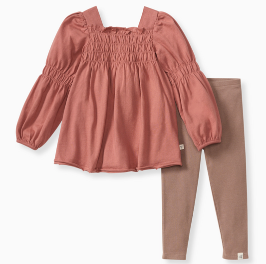 Smocked Infant Tunic Set, Cedar