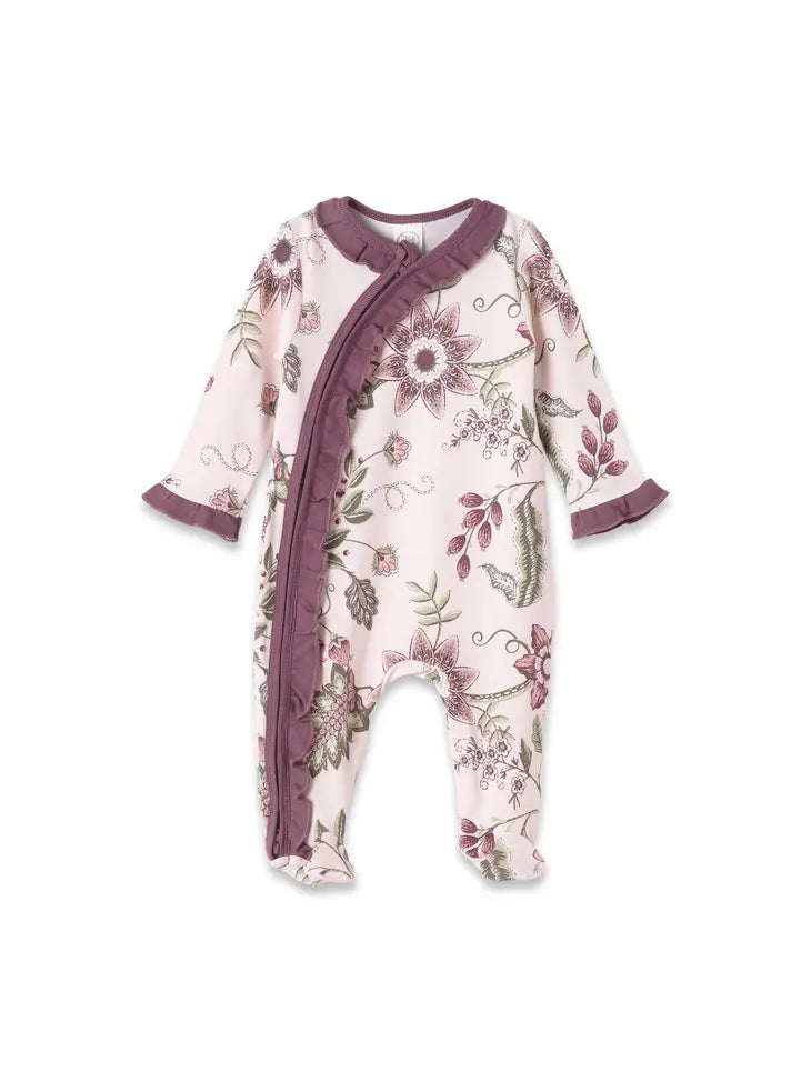 Floral Stitchery Bamboo Zip Romper