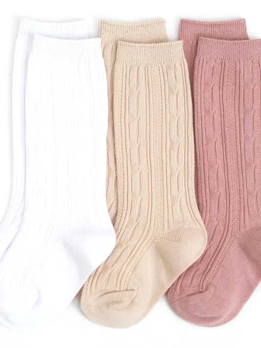 Girl Cable Knit 3 pk Knee High Socks